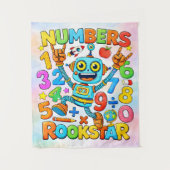 Tenture Numbers Rockstar Cute Robot Math Design (Devant)