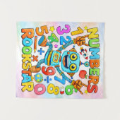 Tenture Numbers Rockstar Cute Robot Math Design (Devant (Horizontal))
