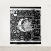 Tenture Numérologie Chanceuse Manifestation Magie Noir & B (Devant)