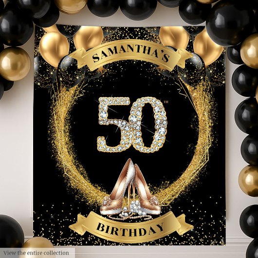 Tenture Numéros de diamant de luxe fond avec Ballons d'or