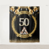 Tenture Numéros de diamant de luxe fond avec Ballons d'or (Devant)