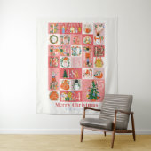 Tenture Nutcracker Noël Holiday Pink Advent Calendrier (En situation)