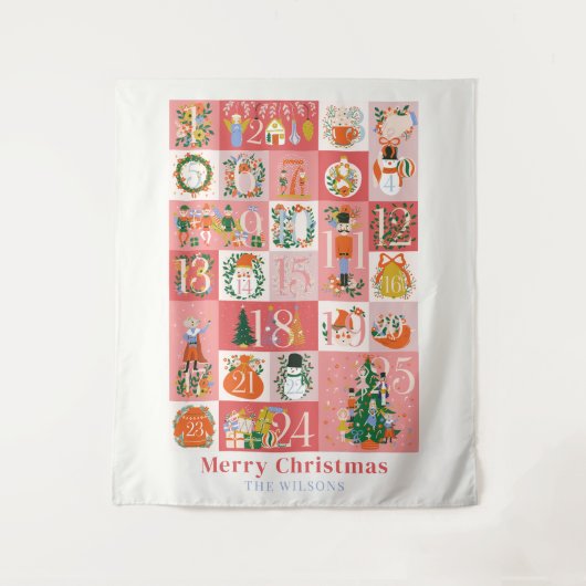 Tenture Nutcracker Noël Holiday Pink Advent Calendrier (Devant)