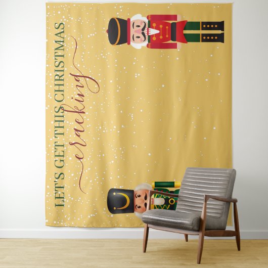 Tenture Nutcracker Yellow Christmas Photo Booth Backdrop (En situation)