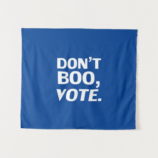 Tenture "N'y allez pas, votez" Halloween bleu blanc (Devant (Horizontal))