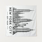 Tenture NYC Skyline Illustration with Statue of Liberty (Devant (Horizontal))