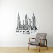Tenture NYC Skyline Illustration with Statue of Liberty (En situation)