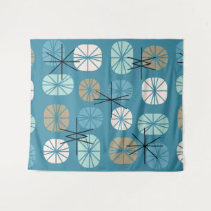 Tenture Oblongs Motifs du milieu du siècle Turquoise Or bl