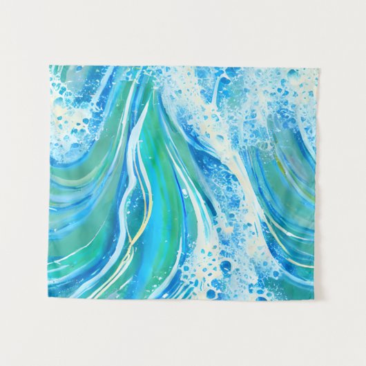 Tenture Océan à l'eau bleue Vagues de mer (Devant (Horizontal))