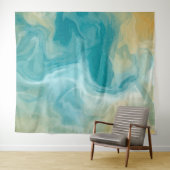 Tenture Ocean Blue Waves et Sandy Brown Fluid Art (En situation (horizontale))