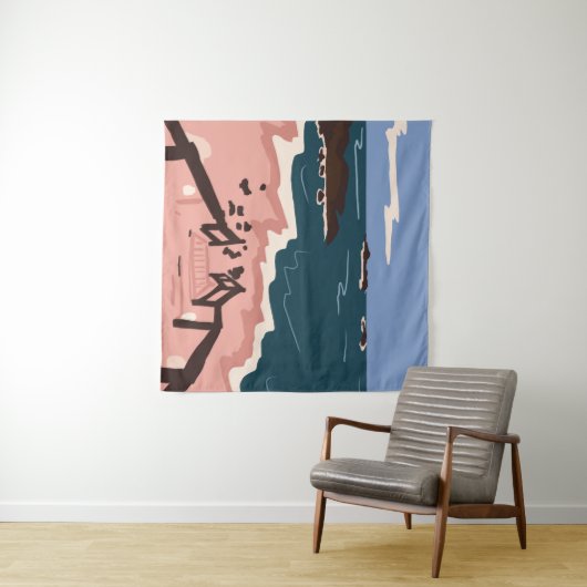 Tenture Ocean Blues (En situation (horizontale))