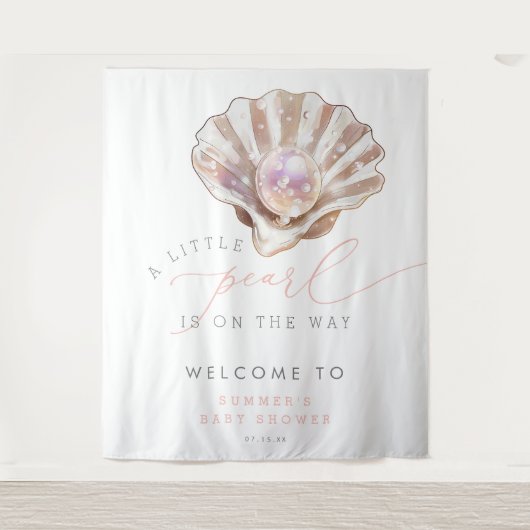 Tenture Ocean Coastal Beach Little Pearl Baby shower (Devant)