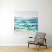 Tenture Ocean Waves Beach Aquarelle Peinture (En situation)