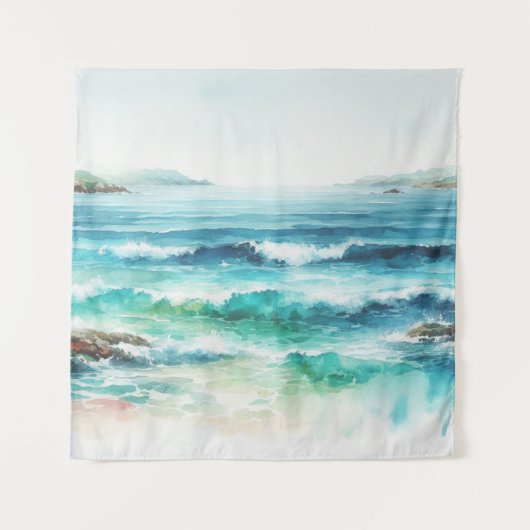 Tenture Ocean Waves Beach Aquarelle Peinture (Devant)