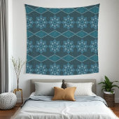 Tenture Octagon floral vert turquoise et diagonale