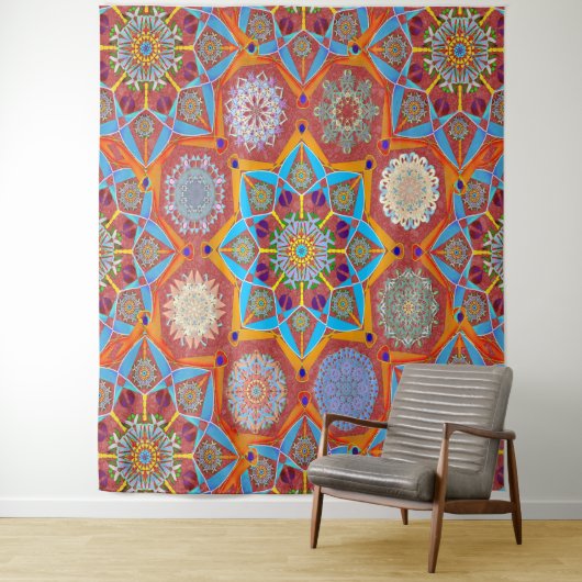 Tenture Octo plus brillant arabesque style mauresque rouge (En situation)
