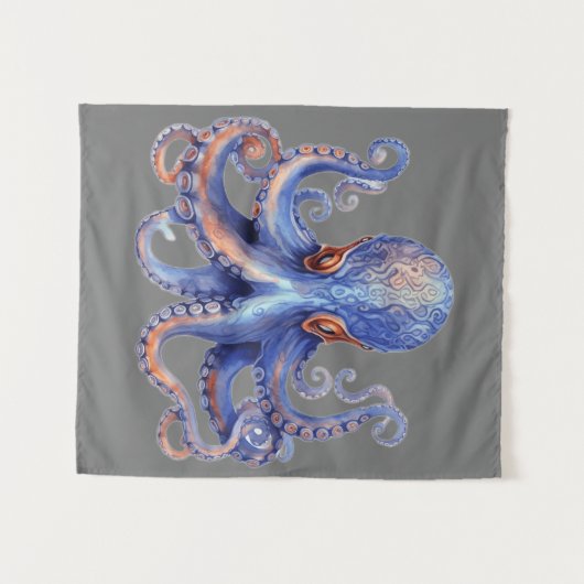 Tenture Octopus aquarelle (Devant (Horizontal))