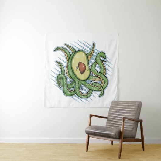 Tenture Octopus Avocado (En situation)