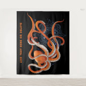 Tenture Octopus Orange Mandala bleu (Devant)