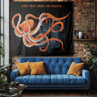 Octopus Orange Mandala bleu