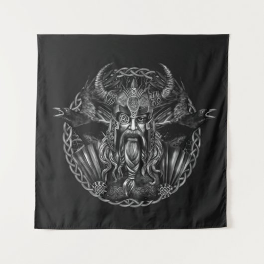 Tenture Odin et ses corbeaux Huginn et Muninn (Devant)