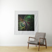Tenture Œil à Œil Art Abstrait Moderne Fractal Vert Or (En situation)
