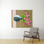 Tenture Oeillets roses dans un vase Art moderne (En situation (horizontale))