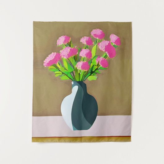 Tenture Oeillets roses dans un vase Art moderne (Devant)