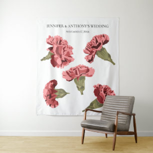 Tenture Oeillets roses Luxe Moderne Floral Mariage