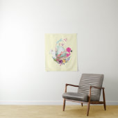 Tenture Oeuf mignon, Flamant rose rose et lapin, Aquarelle (En situation)