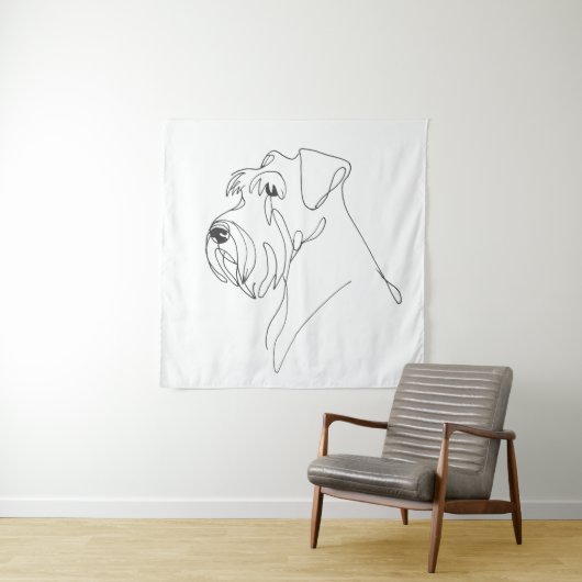 Tenture Œuvre d'art minimaliste de Schnauzer peint à la ma (En situation)