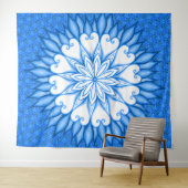 Tenture Oeuvre D'Art Mur Esthétique Mandala Blanc Et Bleu (En situation (horizontale))