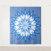 Tenture Oeuvre D'Art Mur Esthétique Mandala Blanc Et Bleu (Devant)