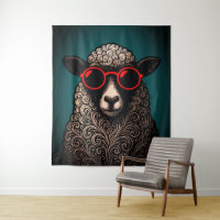 Oeuvre d'art murale de moutons cool