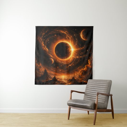 Tenture Œuvre d'art murale Éclipse spatiale, Impression de (En situation)