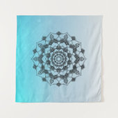 Tenture Œuvre d'art murale mandala bleu aqua (Devant (Horizontal))