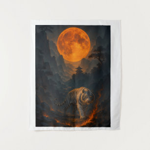 Tenture Œuvre d'art murale Premium Volcanique White Tiger