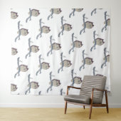 Tenture Oeuvre de nuit japonaise de la Chouette couchée (En situation (horizontale))