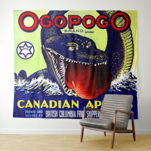 Tenture Ogopogo étiquette de caisses de fruits canadiens d
