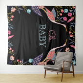 Tenture Oh Baby | Chic Fleurs Botaniques Cigogne Fête de N (En situation (horizontale))