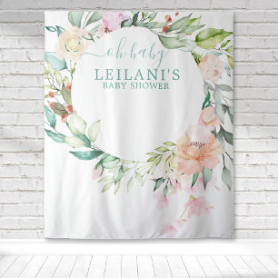 Tenture Oh Baby Couronne Botanique Florale Baby Shower