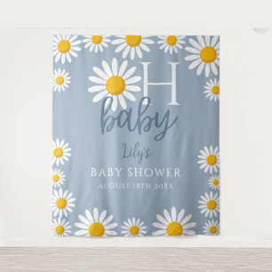 Tenture Oh Baby Daisy Blue Baby shower Photo fond