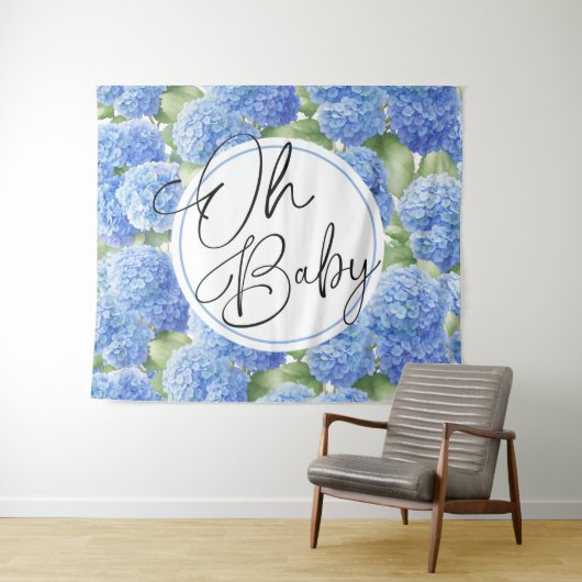 Tenture Oh Baby Hydrangea Blue Flowers (En situation (horizontale))
