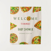 Tenture Oh Baby Pizza Tomates Olivia Baby shower vert (Devant)