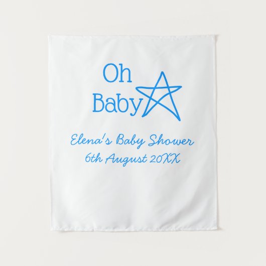 Tenture Oh bébé étoile bleue bébé shower ajouter nom moder (Devant)