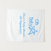 Tenture Oh bébé étoile bleue bébé shower ajouter nom moder (Devant (Horizontal))