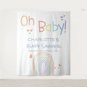 Tenture Oh Bébé! Fond de salle pour Baby Shower arc-en-cie