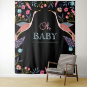 Tenture Oh Bébé | Stork Fête de Naissance Florale Botaniqu (En situation)