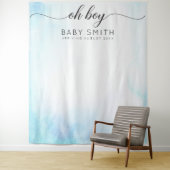 Tenture Oh Boy Blue Welcome Baby shower fond (En situation)