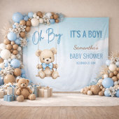 Tenture Oh Boy It's A Boy Bear Baby Shower Backdrop